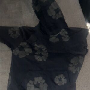 Denim tear black monochrome hoodie